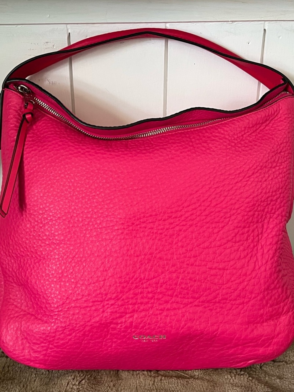Coach 2way Hot Pink Pebbled Leather Hobo